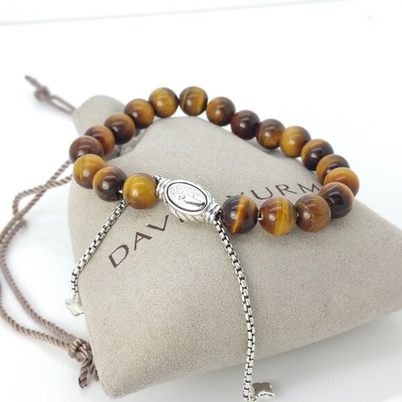 David Yurman Other - David Yurman Sterling Silver 8mm Tiger's Eye Spiritual Bead Beaded Pull Bracelet